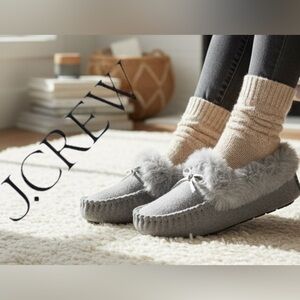 NWT J. Crew Gray Women's Heathered Faux-Fur Lined Slippers • Size 8